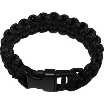 Vybavení pro přežití Náramek PARACORD ČERNÝ S, 19 mm (Náramek pro přežití PARACORD BRACELET, spletený z pevné padákové šňůry.)