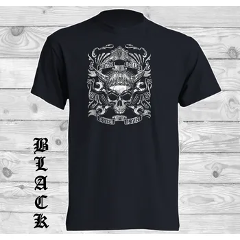 Chlapecké tričko detske-levne-bavlnene-tricko-potisk-motor-club-lebka Barva: Black -černá, velikost: 152