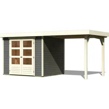 Zahradní domek dřevěný domek KARIBU ASKOLA 4 + přístavek 240 cm (92070) terragrau LG1719