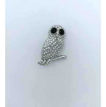 Brož Phoenix Brož Sova s kamínky stříbrná
