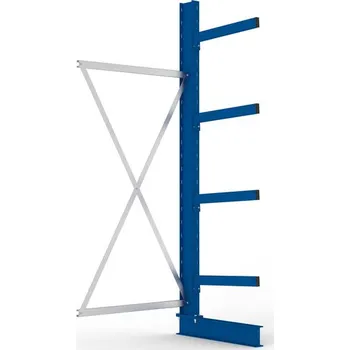 Dílenský regál Konzolový regál META, nástavné pole, 1stranný, 4 x rameno, až 355 kg/rameno, 1030 x 830 x 2500 mm