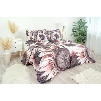 Povlečení Stanex Ložní povlečení bavlněný satén slunečnice (LS165) rozměr: 90 x 70 cm, Zapínání: Zip