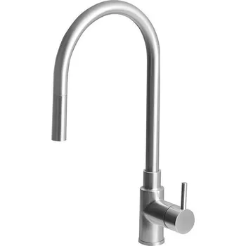 Vodovodní baterie Sapho DUNA stojánková dřezová baterie s výsuvnou sprškou, nerez mat