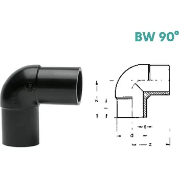 Kanalizační potrubí KOLENO 90° – DLOUHÉ PROVEDENÍ - BW 90° SDR 11 40