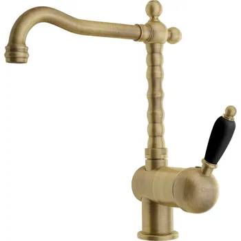 Vodovodní baterie Sapho KIRKÉ BLACK stojánková dřezová baterie, černá páčka, bronz