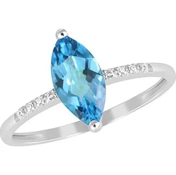 Prsten Dámský prsten bílé zlato 585/1000 přírodní diamant 1.35 ct topaz GKW48529TPZ velikost 51