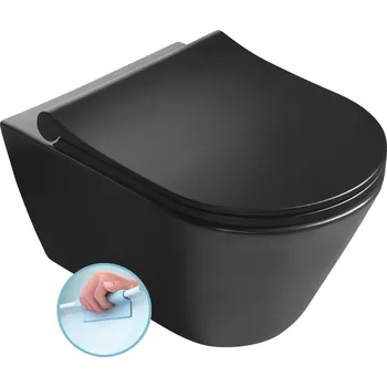 Klozet Sapho AVVA závěsná WC mísa, Rimless, 35,5x53cm, černá mat