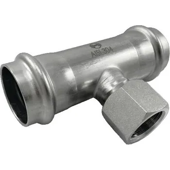 Fitinka H-LINE nerezový lisovací T-kus s vnitřním závitem FFF, INOXPRESS 304 (nerez) - 15x1/2"x15 H-LINE.XF130