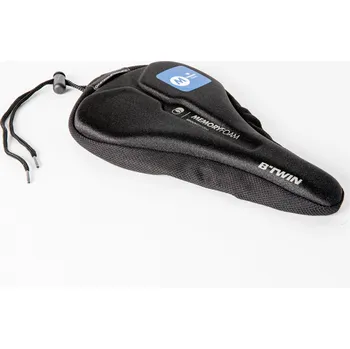 Sedlo na kolo DECATHLON Potah na sedlo z paměťové pěny 500 vel. M černý ČERNÁ