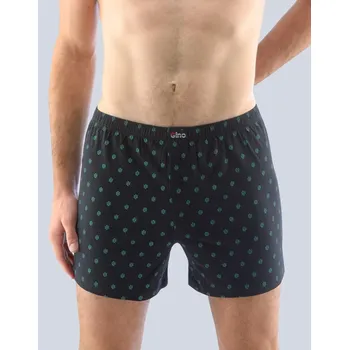 Pánské spodní prádlo GINA pánské trenky volné bez zadního švu, šité, s potiskem - černá akvamarín - 46/48