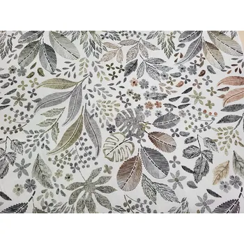 BYTEMA Dekorační látka LISTY MELIA hnědé šíře 140 cm