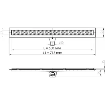 kanalizace Lineární plastový žlab DN 50 s otočným sifonem 360°, MEDIUM mat 650