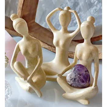 Soška Vnitřní žena s polodrahokamem 10cm - set tří kusů Polodrahokam: Růženín KřídlAndělů