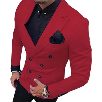 Luxusní pánské dvouřadé sako Barva: Červená, Velikost: 3XL