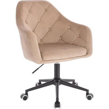 Otočné křeslo Hamar velur na černé podstavě s kolečky - béžový