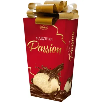 Bonboniéra Bonboniéra VOBRO 180 g MARZIPAN Passion - s mašlí (čokoládové pralinky z mléčné a bílé čokolády s náplní)