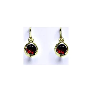 Náušnice Zlaté dětské náušnice kytička přírodní granát - NK1317 - žluté zlato (Dětské zlaté náušnice kytičky s granátem)