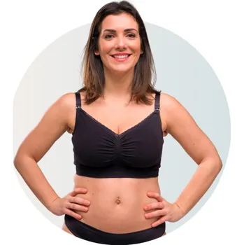 Těhotenská podprsenka Carriwell Podprsenka bezešvá bavlněná s klipem ke kojení Organic PŘÍRODNÍ ČERNÁ Přírodní černá L