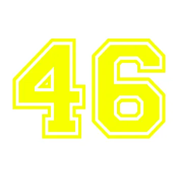 Polep vozidla Startovní číslo 46 typ 4 (70 - Fluorescentní žlutá) SAMOLEPKA NA AUTO, NÁLEPKA, FÓLIE, POLEP, TUNING, VLASTNÍ TEXT, TISK, AUTOSAMOLEPKY.cz, POLEPY, OBRÁZEK, LOGO, 3D STICKERS