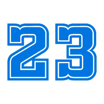 Polep vozidla Startovní číslo 23 typ 5 (11 - modrá oceán) SAMOLEPKA NA AUTO, NÁLEPKA, FÓLIE, POLEP, TUNING, VLASTNÍ TEXT, TISK, AUTOSAMOLEPKY.cz, POLEPY, OBRÁZEK, LOGO, 3D STICKERS
