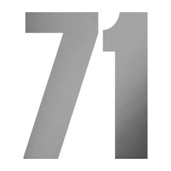 Samolepicí dekorace na vozidlo Startovní číslo 71 typ 2 (42 - stříbrná metalíza) SAMOLEPKA NA AUTO, NÁLEPKA, FÓLIE, POLEP, TUNING, VLASTNÍ TEXT, TISK, AUTOSAMOLEPKY.cz, POLEPY, OBRÁZEK, LOGO, 3D STICKERS