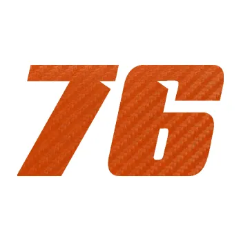 Polep vozidla Startovní číslo 76 typ 6 (54 - 3D karbon oranžový) SAMOLEPKA NA AUTO, NÁLEPKA, FÓLIE, POLEP, TUNING, VLASTNÍ TEXT, TISK, AUTOSAMOLEPKY.cz, POLEPY, OBRÁZEK, LOGO, 3D STICKERS