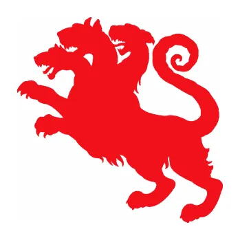 Polep vozidla SAMOLEPKA Trojhlavý pes kerberos 002 levá (10 - červená) NA AUTO, NÁLEPKA, FÓLIE, POLEP, TUNING, VLASTNÍ TEXT, TISK, AUTOSAMOLEPKY.cz, POLEPY, OBRÁZEK, LOGO, SAMOLEPKY