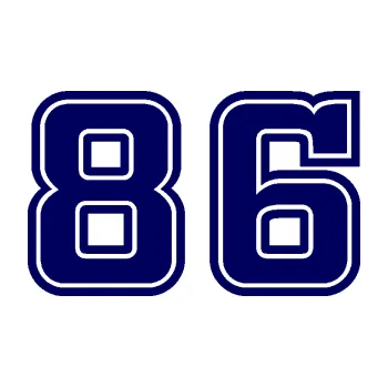 Polep vozidla Startovní číslo 86 typ 5 (23 - tmavě modrá) SAMOLEPKA NA AUTO, NÁLEPKA, FÓLIE, POLEP, TUNING, VLASTNÍ TEXT, TISK, AUTOSAMOLEPKY.cz, POLEPY, OBRÁZEK, LOGO, 3D STICKERS