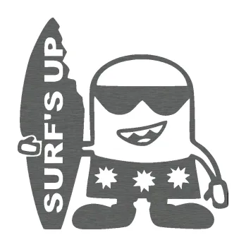 Samolepicí dekorace na vozidlo Surf veselý panáček (62 - škrábaný titan) SAMOLEPKA NA AUTO, NÁLEPKA, FÓLIE, POLEP, TUNING, VLASTNÍ TEXT, TISK, AUTOSAMOLEPKY.cz, POLEPY, OBRÁZEK, LOGO, 3D STICKERS