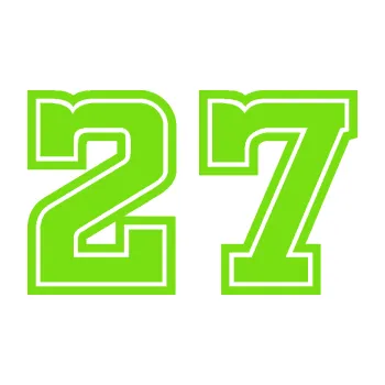 Polep vozidla Startovní číslo 27 typ 5 (04 - zelená kawasaki) SAMOLEPKA NA AUTO, NÁLEPKA, FÓLIE, POLEP, TUNING, VLASTNÍ TEXT, TISK, AUTOSAMOLEPKY.cz, POLEPY, OBRÁZEK, LOGO, 3D STICKERS