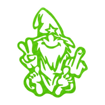 Samolepicí dekorace na vozidlo Skřítek f*ck pravá (58 - 3D karbon zelený kawasaki) SAMOLEPKA NA AUTO, NÁLEPKA, FÓLIE, POLEP, TUNING, VLASTNÍ TEXT, TISK, AUTOSAMOLEPKY.cz, POLEPY, OBRÁZEK, LOGO, 3D STICKERS