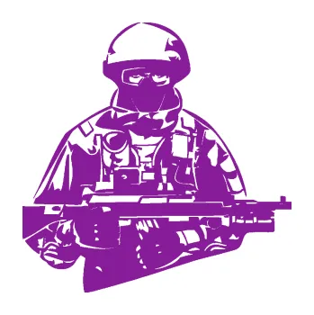 Samolepící dekorace SAMOLEPKA Voják 013 pravá (14 - fialová) NA AUTO, NÁLEPKA, FÓLIE, POLEP, TUNING, VLASTNÍ TEXT, TISK, AUTOSAMOLEPKY.cz, POLEPY, OBRÁZEK, LOGO, SAMOLEPKY