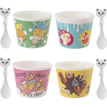 Pohár+lžička UH zmrzlinka Ice 0,3 l 4 ks mix