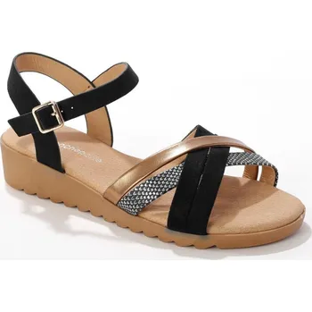 Dámské sandále Páskové sandály na klínové podrážce černá 40