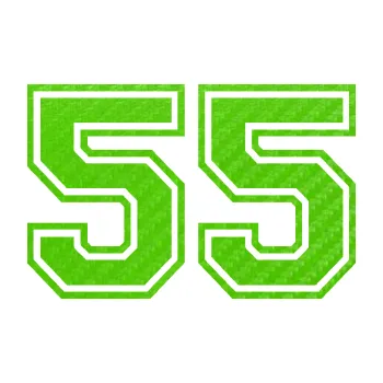 Polep vozidla Startovní číslo 55 typ 4 (58 - 3D karbon zelený kawasaki) SAMOLEPKA NA AUTO, NÁLEPKA, FÓLIE, POLEP, TUNING, VLASTNÍ TEXT, TISK, AUTOSAMOLEPKY.cz, POLEPY, OBRÁZEK, LOGO, 3D STICKERS