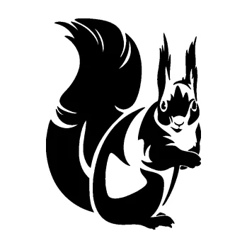 Samolepící dekorace SAMOLEPKA Veverka 002 pravá (01 - černá) NA AUTO, NÁLEPKA, FÓLIE, POLEP, TUNING, VLASTNÍ TEXT, TISK, AUTOSAMOLEPKY.cz, POLEPY, OBRÁZEK, LOGO, SAMOLEPKY