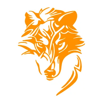 Polep vozidla Vlk 012 pravá (06 - oranžová) SAMOLEPKA NA AUTO, NÁLEPKA, FÓLIE, POLEP, TUNING, VLASTNÍ TEXT, TISK, AUTOSAMOLEPKY.cz, POLEPY, OBRÁZEK, LOGO, 3D STICKERS