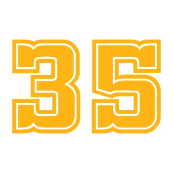 Polep vozidla Startovní číslo 35 typ 5 (21 - světle oranžová) SAMOLEPKA NA AUTO, NÁLEPKA, FÓLIE, POLEP, TUNING, VLASTNÍ TEXT, TISK, AUTOSAMOLEPKY.cz, POLEPY, OBRÁZEK, LOGO, 3D STICKERS