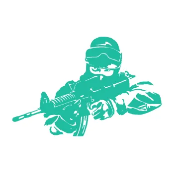 Samolepící dekorace Voják 009 levá (25 - tyrkysová) SAMOLEPKA NA AUTO, NÁLEPKA, FÓLIE, POLEP, TUNING, VLASTNÍ TEXT, TISK, AUTOSAMOLEPKY.cz, POLEPY, OBRÁZEK, LOGO, 3D STICKERS