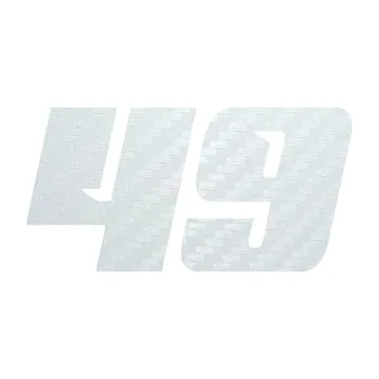 Polep vozidla SAMOLEPKA Startovní číslo 49 typ 6 (51 - 3D karbon bílý) NA AUTO, NÁLEPKA, FÓLIE, POLEP, TUNING, VLASTNÍ TEXT, TISK, AUTOSAMOLEPKY.cz, POLEPY, OBRÁZEK, LOGO, SAMOLEPKY