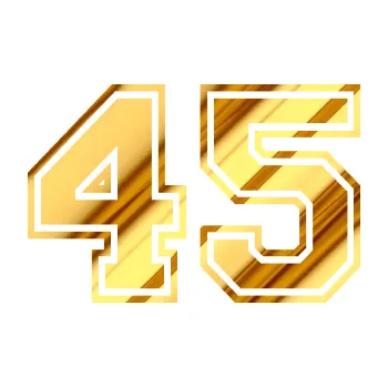 Polep vozidla Startovní číslo 45 typ 4 (81 - chrom fólie zlatá zrcadlová) SAMOLEPKA NA AUTO, NÁLEPKA, FÓLIE, POLEP, TUNING, VLASTNÍ TEXT, TISK, AUTOSAMOLEPKY.cz, POLEPY, OBRÁZEK, LOGO, 3D STICKERS