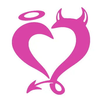 Samolepící dekorace Srdíčko 016 levá anděl s ďáblem (16 - růžová) SAMOLEPKA NA AUTO, NÁLEPKA, FÓLIE, POLEP, TUNING, VLASTNÍ TEXT, TISK, AUTOSAMOLEPKY.cz, POLEPY, OBRÁZEK, LOGO, 3D STICKERS