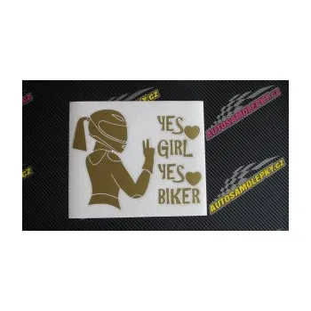 Samolepící dekorace SAMOLEPKA Yes girl, yes biker motorkářka (12 - zelená) NA AUTO, NÁLEPKA, FÓLIE, POLEP, TUNING, VLASTNÍ TEXT, TISK, AUTOSAMOLEPKY.cz, POLEPY, OBRÁZEK, LOGO, SAMOLEPKY