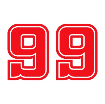 Polep vozidla SAMOLEPKA Startovní číslo 99 typ 5 (10 - červená) NA AUTO, NÁLEPKA, FÓLIE, POLEP, TUNING, VLASTNÍ TEXT, TISK, AUTOSAMOLEPKY.cz, POLEPY, OBRÁZEK, LOGO, SAMOLEPKY