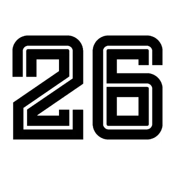 Polep vozidla Startovní číslo 26 typ 7 (01 - černá) SAMOLEPKA NA AUTO, NÁLEPKA, FÓLIE, POLEP, TUNING, VLASTNÍ TEXT, TISK, AUTOSAMOLEPKY.cz, POLEPY, OBRÁZEK, LOGO, 3D STICKERS