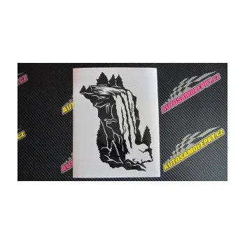 Samolepící dekorace SAMOLEPKA Vodopád pravá krajina (17 - šedá) NA AUTO, NÁLEPKA, FÓLIE, POLEP, TUNING, VLASTNÍ TEXT, TISK, AUTOSAMOLEPKY.cz, POLEPY, OBRÁZEK, LOGO, SAMOLEPKY