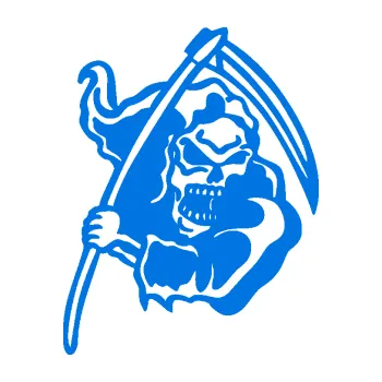 Samolepicí dekorace na vozidlo Smrtka 015 pravá s kosou (11 - modrá oceán) SAMOLEPKA NA AUTO, NÁLEPKA, FÓLIE, POLEP, TUNING, VLASTNÍ TEXT, TISK, AUTOSAMOLEPKY.cz, POLEPY, OBRÁZEK, LOGO, 3D STICKERS