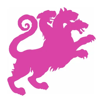 Polep vozidla SAMOLEPKA Trojhlavý pes kerberos 002 pravá (16 - růžová) NA AUTO, NÁLEPKA, FÓLIE, POLEP, TUNING, VLASTNÍ TEXT, TISK, AUTOSAMOLEPKY.cz, POLEPY, OBRÁZEK, LOGO, SAMOLEPKY