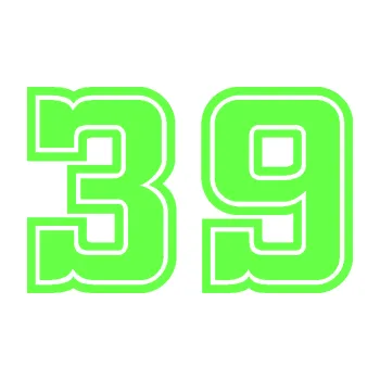 Polep vozidla Startovní číslo 39 typ 5 (71 - Fluorescentní zelená) SAMOLEPKA NA AUTO, NÁLEPKA, FÓLIE, POLEP, TUNING, VLASTNÍ TEXT, TISK, AUTOSAMOLEPKY.cz, POLEPY, OBRÁZEK, LOGO, 3D STICKERS