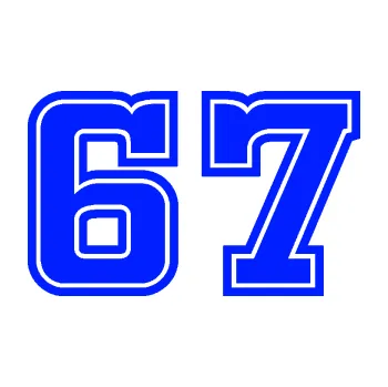Polep vozidla Startovní číslo 67 typ 5 (19 - modrá dynamic) SAMOLEPKA NA AUTO, NÁLEPKA, FÓLIE, POLEP, TUNING, VLASTNÍ TEXT, TISK, AUTOSAMOLEPKY.cz, POLEPY, OBRÁZEK, LOGO, 3D STICKERS